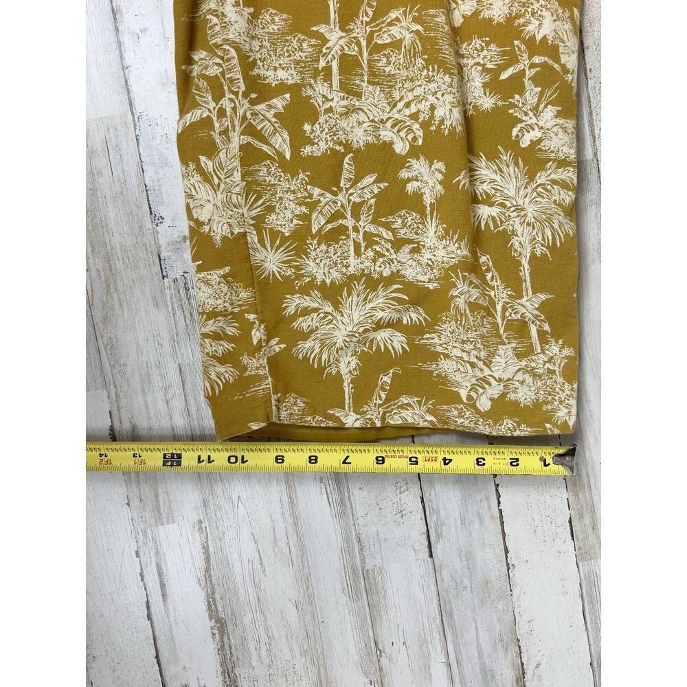 American Eagle Womens Pull On Pants Size S Mustard Yellow Palm Tree Print Wide L - Picture 9 of 9
